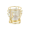 Hurricane Candle Holder, Gold Pillar with Crystal Accents & Windproof Glass Lid - Elegant Centerpiece for Weddings, Dinners, Party Decor - size: Large