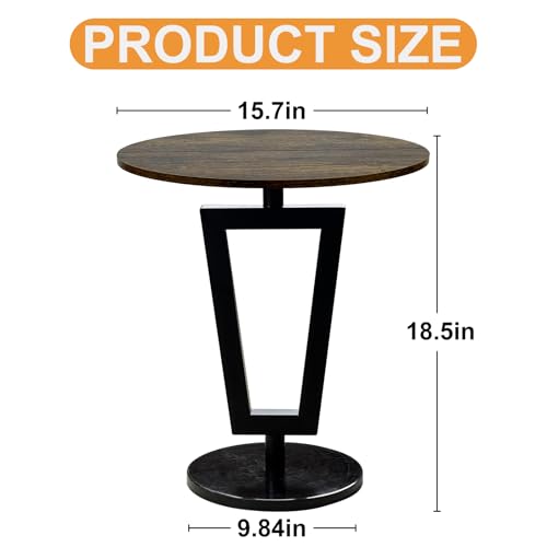 Round 17x19 inch End Table Heavy Duty Modern Side Table Stable Sofa Side Table with Marble Base Accent Coffee Table Nightstand for Living Room Bedroom-Amber - color: Amber-b