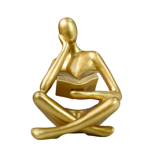 Bookshelf Decor, Coffee Table Decor, Library Decor Sculptures - Abstract Thinker Statue, Resin Modern Art Sculptures for Living Room, Office Desk, Home Decor (Gold(A)) - color: Gold(a)