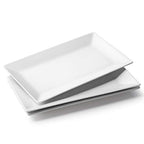 DOWAN 14" Serving Trays, Serving Platters, Ceramic Serving Platters and Trays, Rectangle Plates, Set of 3, for Weddings, Parties, Oven, Microwave, Dishwasher, Heat Resistant, Easy to Clean, White - color: 3 PCS