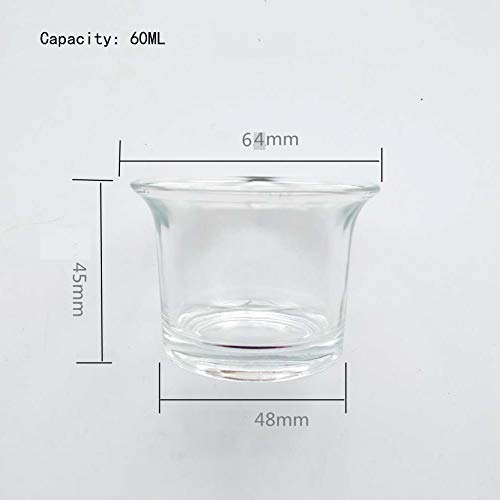 2Pcs Round Clear Glass Cups Votive Candles Cup Holder Empty Small Cup for DIY Candles Aromatherapy Making, Birthday Party, Wedding Decorations and Dinner Centerpieces, 64 x 45MM