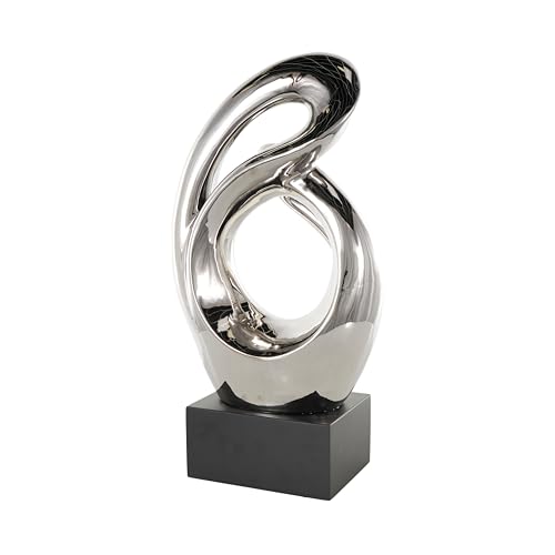 Deco 79 Ceramic Abstract Decorative Sculpture Home Decor Statue, Accent Figurine 14" x 7" x 27", Silver - size: 14" x 7" x 27"