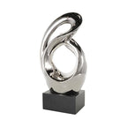 Deco 79 Ceramic Abstract Decorative Sculpture Home Decor Statue, Accent Figurine 14" x 7" x 27", Silver - size: 14" x 7" x 27"