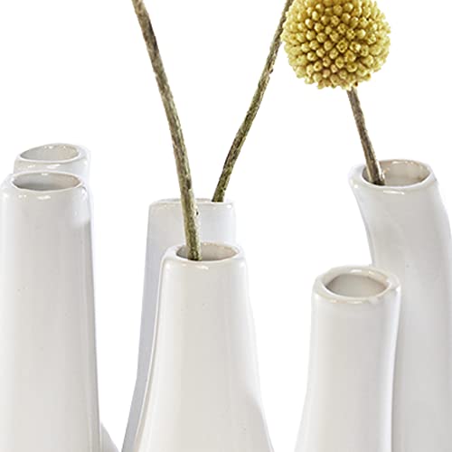 Chive - Pooley 2, Ceramic Flower Vase, 8-Tube Shape (White) - color: White
