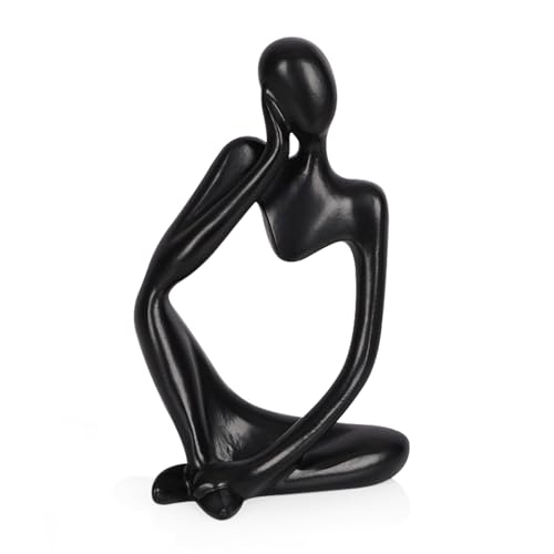 Sandstone Resin Thinker Style Abstract Sculpture Statue Collectible Figurines Home Office Bookshelf Desktop Decor (Small Black, Left) - color: Small Black, size: Left 1pc