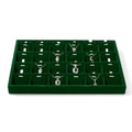 24 Grids Velvet Necklace Tray Necklace Holder Storage Jewelry Display Tray for Drawers With Removable Jewellery Cards for Bracelet Chain Pendant (Green) - size: 24 Grid with Inserts for Necklace
