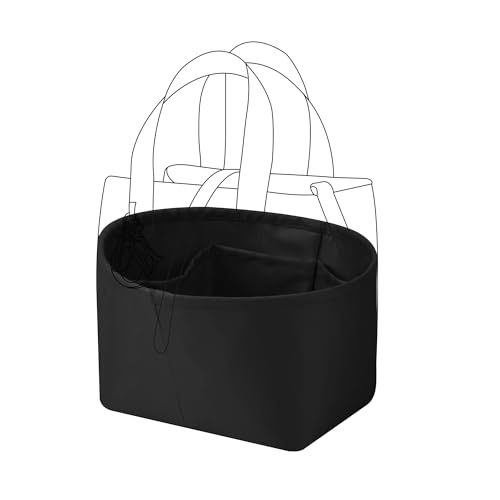 DGAZ Silk Purse Organizer Insert Fits Dior Toujours Vertical Tote Bags，Silky Smooth Bag Organizer，Luxury Handbag & Tote Shaper(Black,Small) - color: Black, size: Small