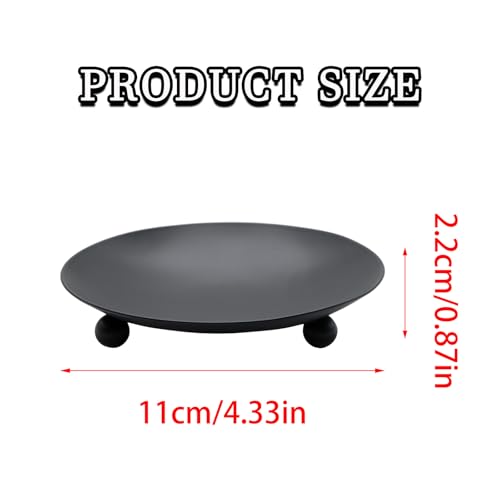 2Pcs Iron Plate Candle Holder Set - 4.33 Inch Decorative Pedestal Candles Stands for Home, Wedding, and Birthday Parties - Elegant Black Candle Holders for Stylish Décor - color: Black, size: Large