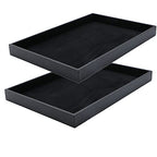 Black Velvet Stackable Jewelry Tray Showcase Display Stackable Necklace Bracelet Ring Showcase Display Empty Plate (2 Pack)