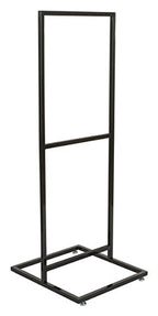 Displays2go Freestanding Poster Holder for up to 2 Graphics - Pedestal Sign Holder Floor Stand - Portrait Sign Stand for Lobbies and Advertising - Black (TWN2BK)