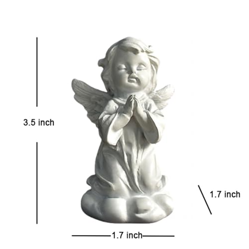 OwMell Little Angel Statue Figurine, Resin Cherub Statue Sleeping Angle Sculpture, Remembrance Healing Sympathy Gift for Memorial, Shelf Home Living Room Desktop Office Decoration - Praying - color: Praying Angel