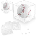 2 Pack Assembled Baseball Display Case, UV-Blocking Acrylic Baseball Holder Display Case, 3.2 Inch Cube Clear Softball Holder Box, Signed Baseballs Protector for Collectibles, Memorabilia, Tennis Ball - size: Case B: 3.35 in-2 pcs