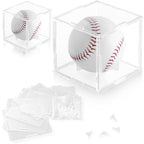 2 Pack Assembled Baseball Display Case, UV-Blocking Acrylic Baseball Holder Display Case, 3.2 Inch Cube Clear Softball Holder Box, Signed Baseballs Protector for Collectibles, Memorabilia, Tennis Ball - size: Case B: 3.35 in-2 pcs