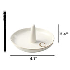Ceramic Initials Jewelry Tray Ring Dish With Personalized C-Monogrammed Engagement Wedding Gifts, for Birthday Mother's Day for Women, Ceramic White 4.7" x2.4" - style: C