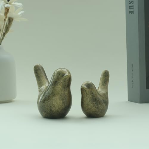 Birds Statues Home Decor Figurine - Modern Style Sculpture Decorative Ornaments for Living Room, Bedroom, Office Desktop, Cabinets - color: Bronze