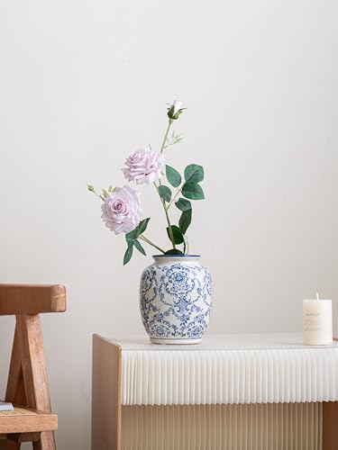 Blue and White Vase, Vintage Blue Ceramic Flower Vessel,Ceramic vases for Home Decor,Vintage Vase for Home Decor, Living Room, Shelf, Office, Rustic Table Centerpiece (Blue and white-01, Small) - color: Blue and White-01, size: Small