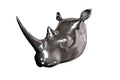 DECORVOID Large Metal Rhino Head Wall Sculpture – Unique Aluminum Figurine for Bold Home, Office, or Restaurant Décor