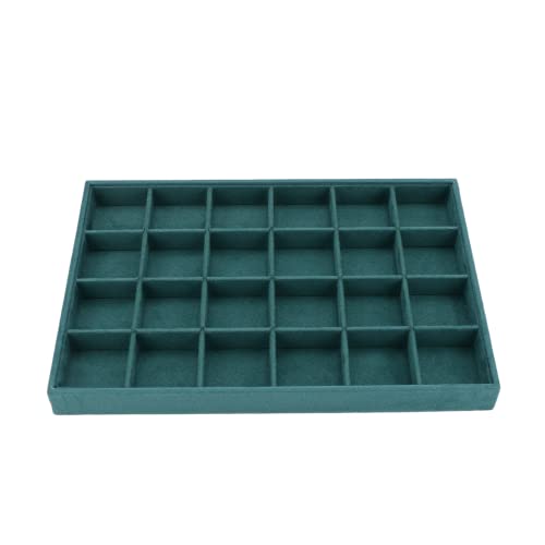 Large Velvet Jewelry Tray, Drawer Organizer for Jewelry in Dresser, Stackable Jewelry Drawer Organizer Inserts for Earring Necklace Bracelet Rings(Green,24grid) - color: Green, size: 24grid