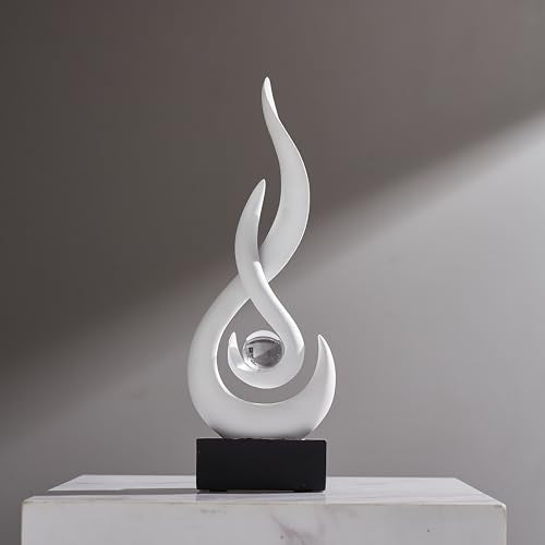 Modern Abstract Art Table Decoration,Resin Flame Statue Modern White Centerpiece Ornaments for Living Room Great Gift Idea Home Decor,Collectibles - color: White