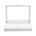 Oirlv White Leather Acrylic Lid Jewelry Necklace Organizer Box Necklace Bracelet Display Holder Case Drawer Insert Women Gift - color: White, size: 13 Slot