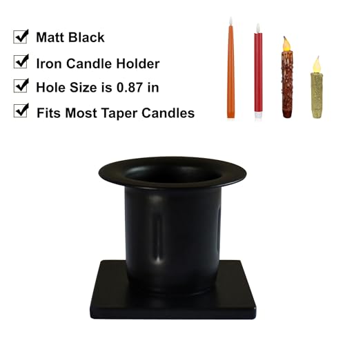 CVHOMEDECO. Primitive Iron Taper Candle Holders Vintage Black Candlestick Holders for Halloween Christmas Dining Room Home Decor. Set of 2, Square Base. - color: Square 2 Pcs
