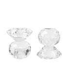 Reversible Crystal Candle Holders Pack of 2, Clear Tealight or Taper Candlesticks, Table Centerpiece Home Decor for Wedding, Dining, Party(3.1in Tall)