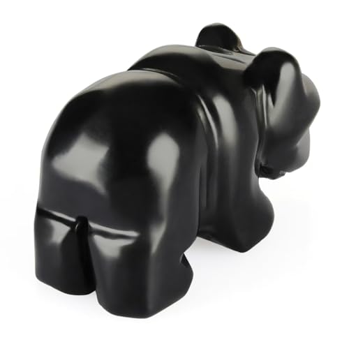 2" Obsidian Crooked Mouth Bear Statue for Strength,Bear Figurine for Courage,Bear Decor for Homes&Offices