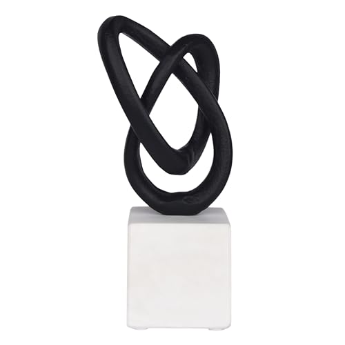 Cruiser’s Caché Entwined Love Sculpture, Artisan-Made Cast Aluminum with Black Anthracite Finish, Natural Marble Base, 10" - color: Entwined Love 10"