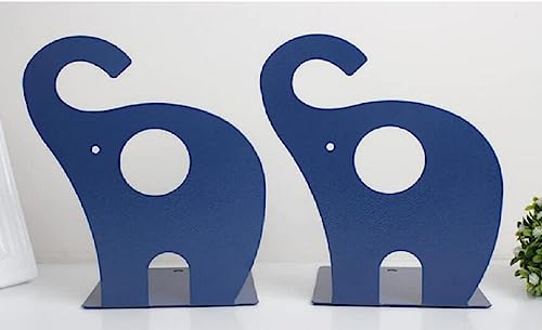 Wendin 1pair Cute Elephant Nonskid Bookends Art Bookend (Navy Blue) - color: Navy Blue