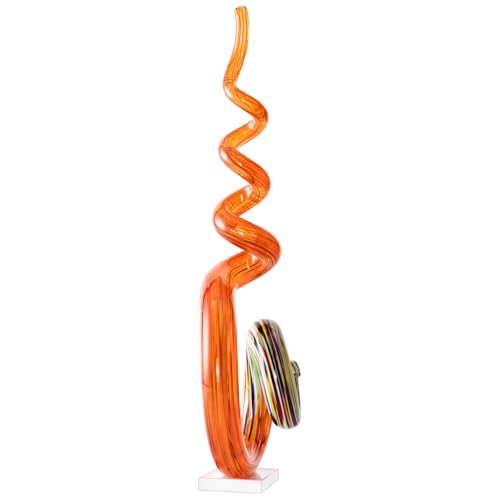 15" Tall Hand-Blown Murano-Style Glass Sculpture Statues Art Ornament Statue Figurines Home Decor Accent Piece Coastal Ocean Nautical Home Decor,Shelf,TV Stand,Tabletop Centerpieces,Wonderful Gift - color: Red