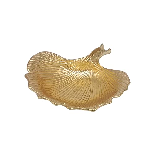 Metal Jewelry Dish, Small Leaf Shaped Ring Holder Jewelry Organizer, Trinket Dish Vanity Tray for Dresser Christmas Birthday Wedding Gifts - color: Ginkgo-Gold