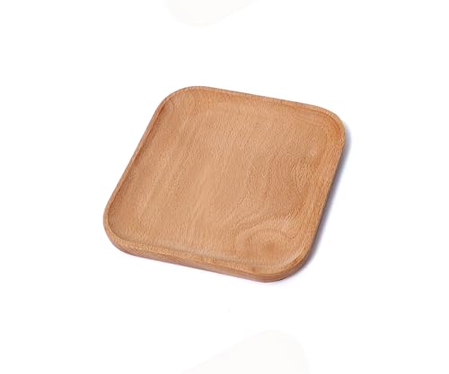 Small Square Wooden Tray – 5.9 Inch Decorative Tray for Coffee Table, Ottoman, Serving Food, Snacks, or as Cup Coaster – Snack Tray, Mini Serving Platter, Bathroom Countertop Organizer - color: 5.9"-suqare-1 Tray