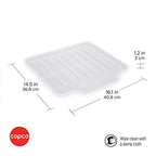 Copco Small Clear Drain Board Fits Under Any Small Dish Rack to Catch Water or for Larger Pots Alone, Angled Base Allows for Self Draining with Raised Ribs to Prevent Water from Puddling