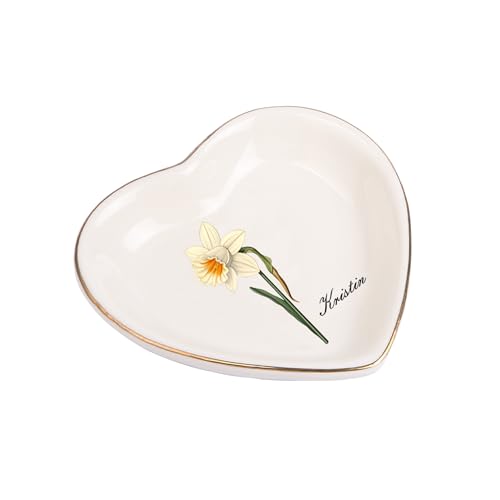 Personalized Birthday Flower Jewelry Tray - Custom Ring Holder Dish with Name for Women Mom Engraved Birth Month Flower Jewelry Tray Gifts for Wife Her Christmas Birthday Anniversary - color: Style 1