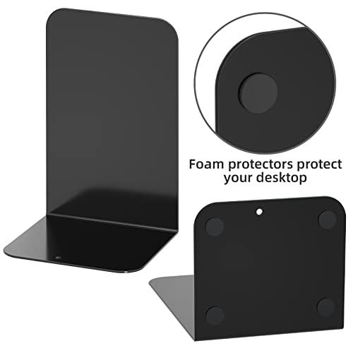 VFINE Metal Bookends 2 Pairs, Black Book Ends, Bookends for Shelves, Book Stopper for Heavy Books, Book Dividers for Home Office School Supplies - color: Black 2 Pairs Bookends