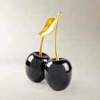 Z Gallerie Gold/Black Oversized Cherries, Elegant Decorative Fruit Sculpture with Metallic Finish, Glamorous Home Accent for Tabletop and Shelf Display
