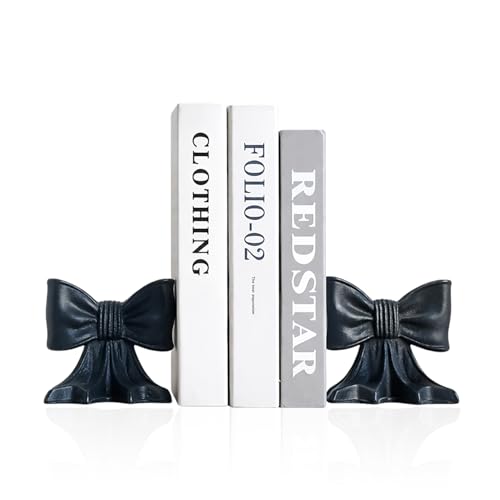 Metal Bookends Set of 2, Heavy Duty Book Ends for Heavy Books, Black Decorative Bookends for Shelves Desk Office Home Decor - color: Black