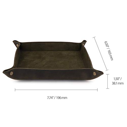 Londo Genuine Leather Tray Organizer - Practical Lightweight Water Resistant Computer Table Desk Storage Box for Wallets, Watches, Keys, Coins, Cell Phones and Office Equipment - color: Green
