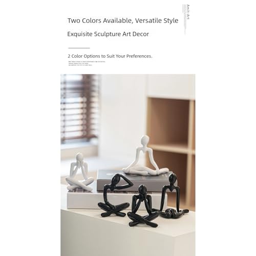 Artistic Abstract Thinking Figure Sculpture Ornament Home Decors for Living Room or Tabletop Display Abstract Art Ornament - color: Black, size: E
