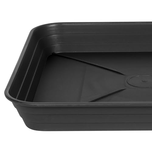 6 Inch 4 Pack Square Plant Saucer Tray, Heavy Duty Plastic Plant Saucers for Indoors Outdoor, Flower Planter Drip Trays for Pots, 6 8 10 12 14 16 18 20 inch, Growing Trays (6"-Black) - color: Black, size: 6"-4 Pack