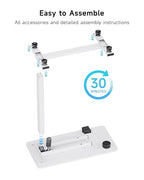 BIZUM Small Electric Standing Desk Bedside Table with Hidden Wheels 31.5 x 15.8 Inch Adjustable Computer Laptop Office Desk, White - color: White