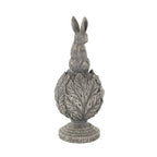 Deco 79 Polystone Rabbit Textured Sculpture with Leaf Covered Round Base, 8" x 8" x 20", Gray - size: 8" x 8" x 20"