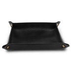 Londo Genuine Leather Tray Organizer - Practical Lightweight Water Resistant Computer Table Desk Storage Box for Wallets, Watches, Keys, Coins, Cell Phones and Office Equipment - color: Black
