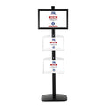 M&T Displays Free Standing Aluminum Display Stand Single Sided Document Brochure Sign Holder Front Loading Portrait Landscape Black Snap Frame 1x(11x17) 2 pcs Clear Acrylic Shelves 8.5x11 Inch - color: Black