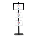 M&T Displays Free Standing Aluminum Display Stand Single Sided Document Brochure Sign Holder Front Loading Portrait Landscape Black Snap Frame 1x(11x17) 2 pcs Clear Acrylic Shelves 8.5x11 Inch - color: Black