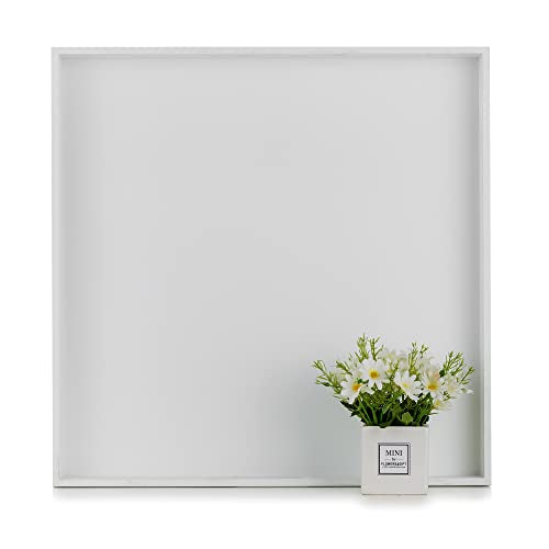 Hanobe Square Large Ottoman Tray: Modern Extra Large White Serving Decorative Trays with Cutout Handles for Living Room Coffee Table Home, 20" - color: White