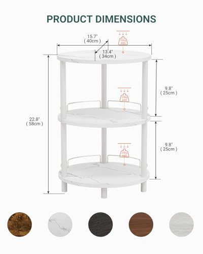 Small Nesting Coffee Table - 3-Tier Oval Accent Table for Small Spaces, Rustic Wood and Metal Couch End Table, Nightstand for Bedroom or End Table Living Room, Easy to Assemble, Marble White - color: Marble White, size: 1-Pack, style: With Guard Rail
