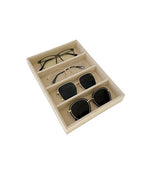 Velvet Sunglasses Organizer Tray 4 Slot, Stackable Eyewear & Glasses Display Case, Premium Beige Velvet, Scratch-Free Lining, Drawer Insert for Dressing Table Vanity Home Retail Trade Show - color: Sunglasses Tray