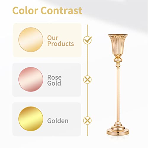 NUPTIO Metal Versatile Trumpet Vase, 26.7'' H x 6.2'' W x 5.7'' D, Gold, Set of 2, Ideal for Wedding, Events, and Home Decor - color: Gold, size: 2 x M