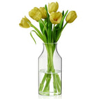 Clear Glass Vase, 3.5x7.6inch Glass Flower Vase for Plants, Wide Mouth Vase for Home, Wedding, Living Room, Dining Table - size: 3.5"Wx7.6"H